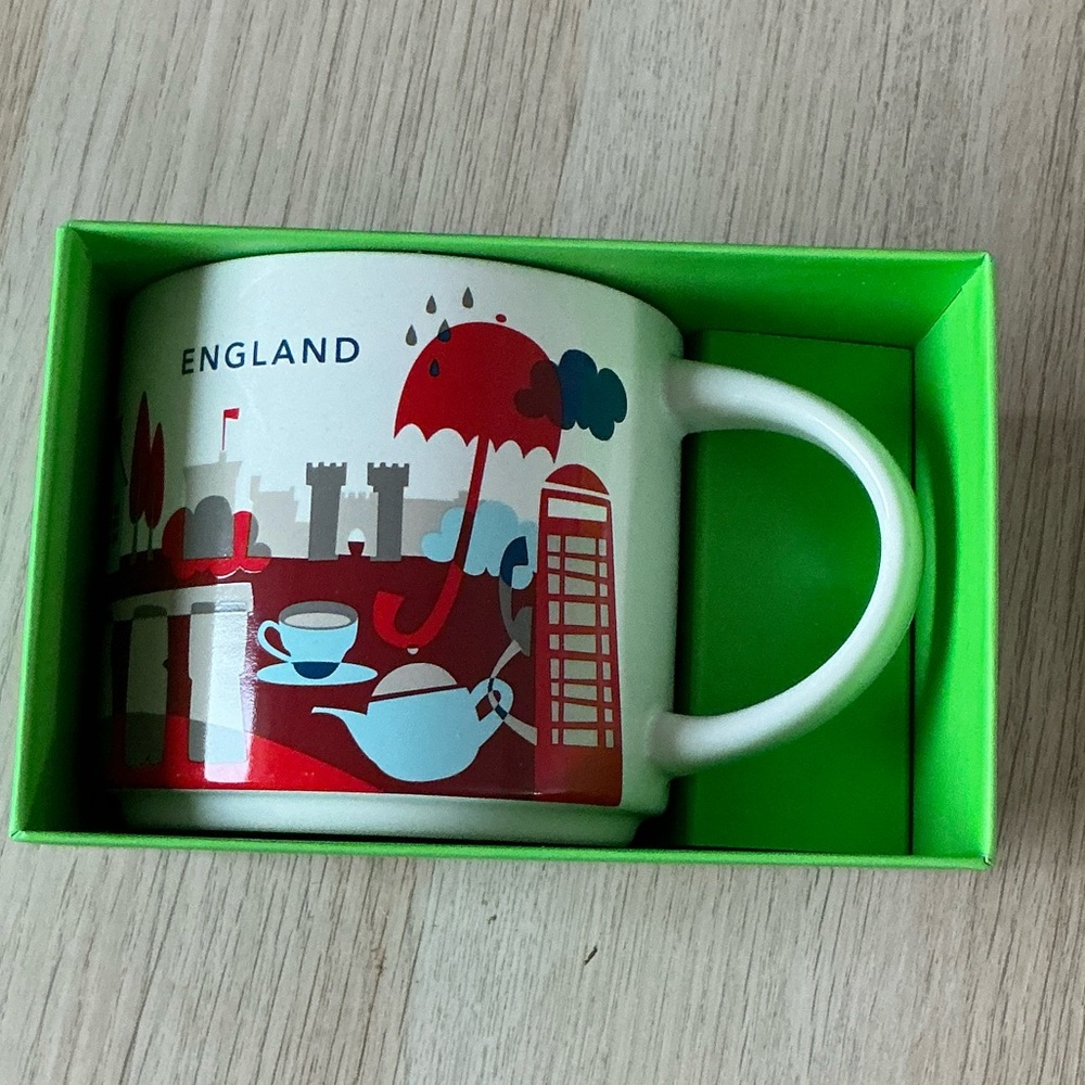 Starbucks Mug with Red and Blue Design